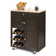 26.5'' Wide Rolling Kitchen Island with Solid Wood Top