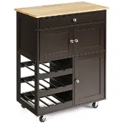 26.5'' Wide Rolling Kitchen Island with Solid Wood Top