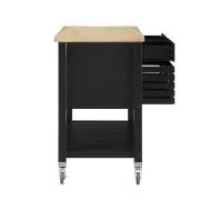 Auberon Wide Rolling Kitchen Cart with Solid Wood Top