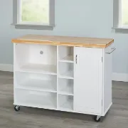 Drolet 48'' Wide Rolling Kitchen Cart with Solid Wood Top