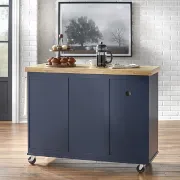 Drolet 48'' Wide Rolling Kitchen Cart with Solid Wood Top