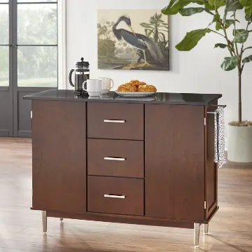 Classy Kitchen Island Table with Storage Cabinets - Natural Wood Classy Kitchen Island Table with Storage Cabinets - Natural Wood