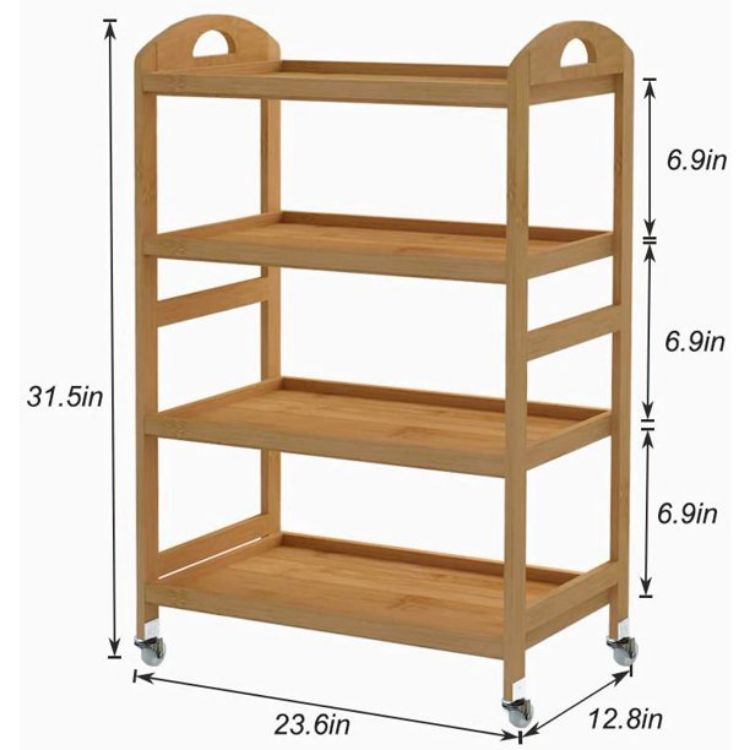 Soges 4-Tier Kitchen Storage Shelf Rolling Kitchen Cart Movable Storage