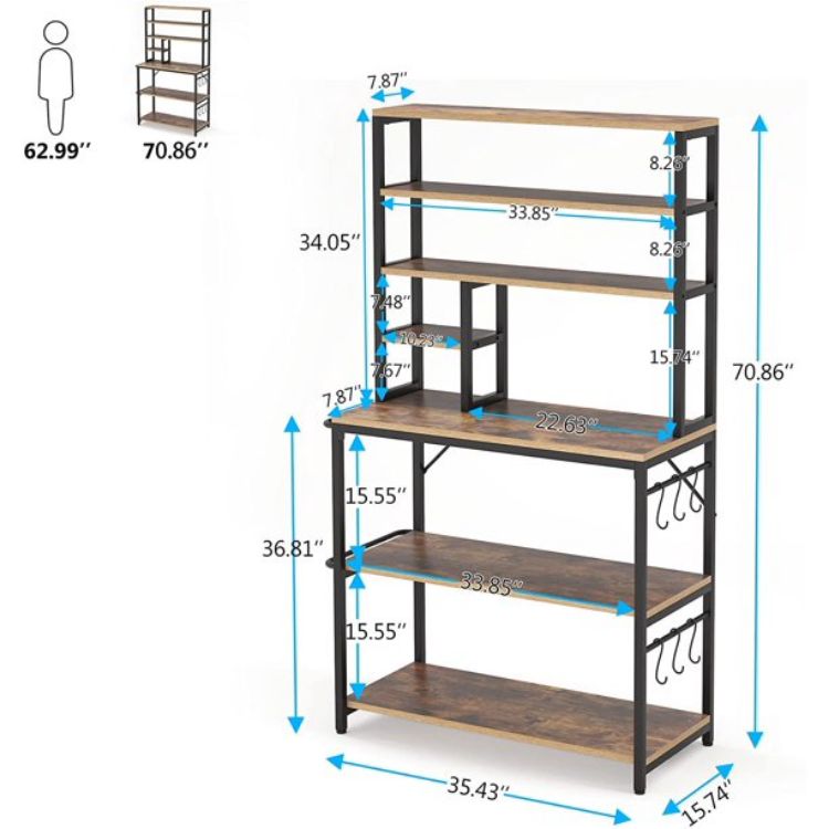 Tribesigns Baker's Rack, Kitchen Microwave Stand with Storage Shelves