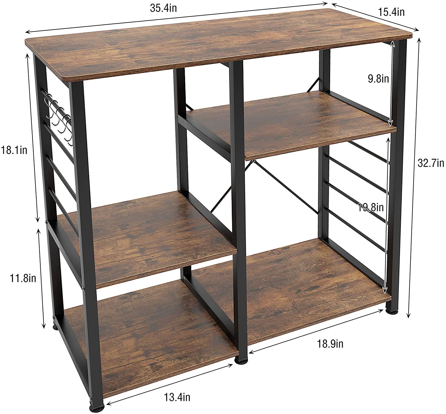 Bridu 3-Tier Wood and Metal Kitchen Stand | Revvvd