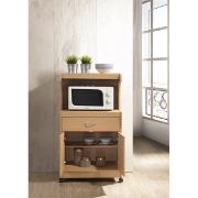 Pemberly Row Wood Microwave Kitchen Cart with Open Storage in Black Beech