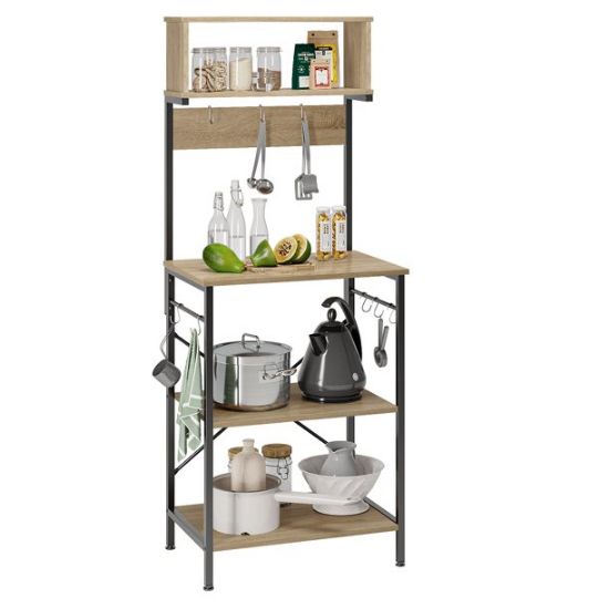 Bestier Industrial 60 inch 5 Tier Kitchen Baker's Rack with Hooks Black
