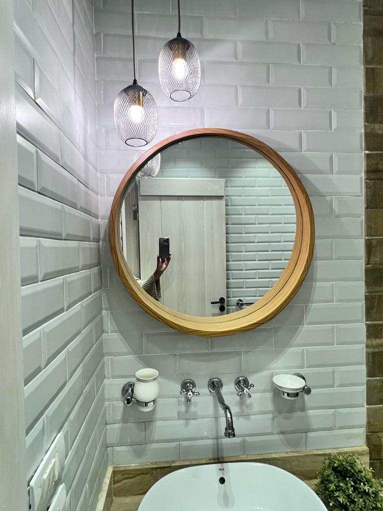 Shop Selena Round Natural Wood Bathroom Mirror | wall mirror | revvvd