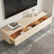 Rectangle Wood TV Stand in Nature Media Console with 3 Drawers