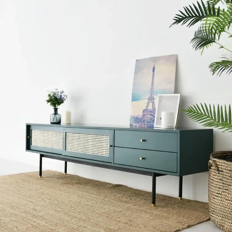 Ratta Modern Green TV Stand for 70 inch TV with 2 Drawers & 2 Doors