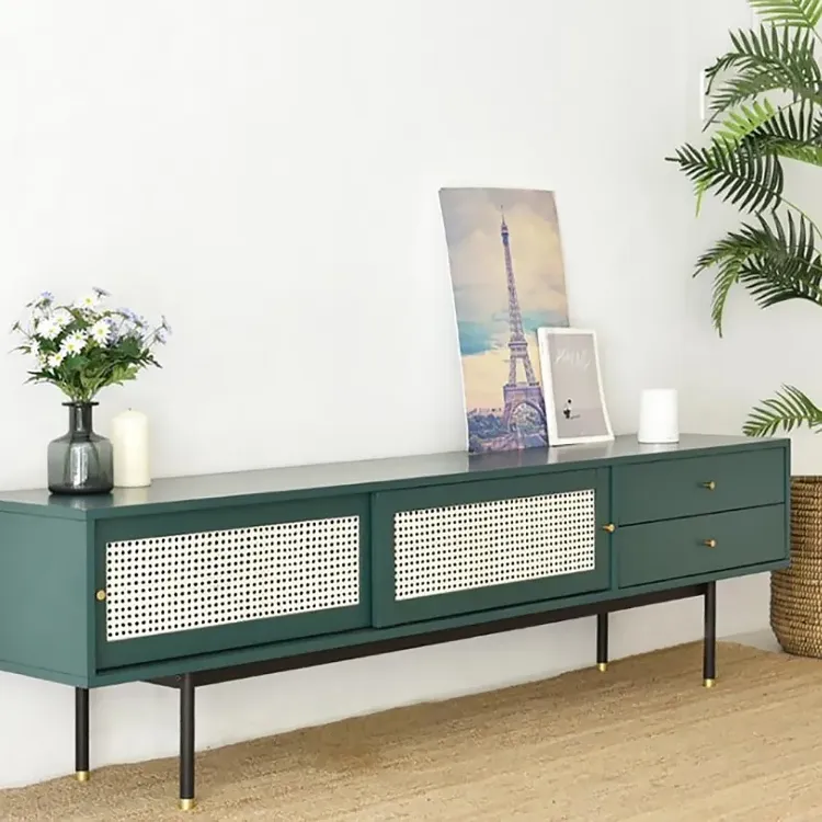 Ratta Modern Green TV Stand for 70 inch TV with 2 Drawers & 2 Doors