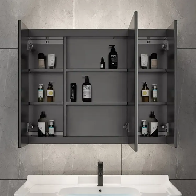 Modern Wall-mounted LED Lighted Bathroom Medicine Cabinet Vanity Mirror with Storage