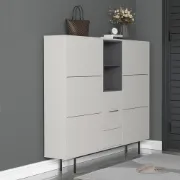 Nordic Light Gray Shoe Cabinet Rectangle with Turnover Doors in Large