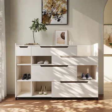 Nordic White Shoe Storage Cabinet with 7 Shelves 5 Drawers Entryway Shoe Storage Nordic White Shoe Storage Cabinet with 7 Shelves 5 Drawers Entryway Shoe Storage