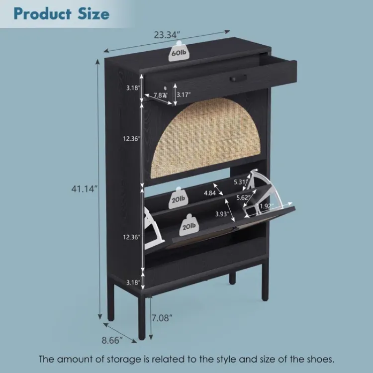 12 Pairs Manufactured Wood Shoe Storage Cabinet