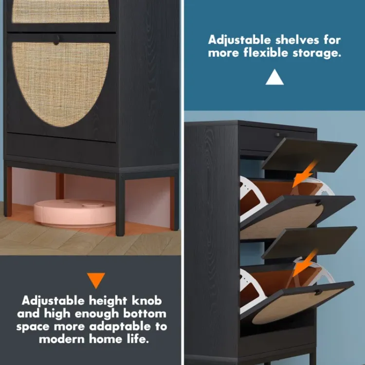 12 Pairs Manufactured Wood Shoe Storage Cabinet
