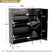 Black Aadhyareddy 16 Pairs Manufactured Wood Shoe Storage Cabinet