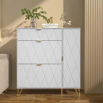 Black Aadhyareddy 16 Pairs Manufactured Wood Shoe Storage Cabinet Black Aadhyareddy 16 Pairs Manufactured Wood Shoe Storage Cabinet