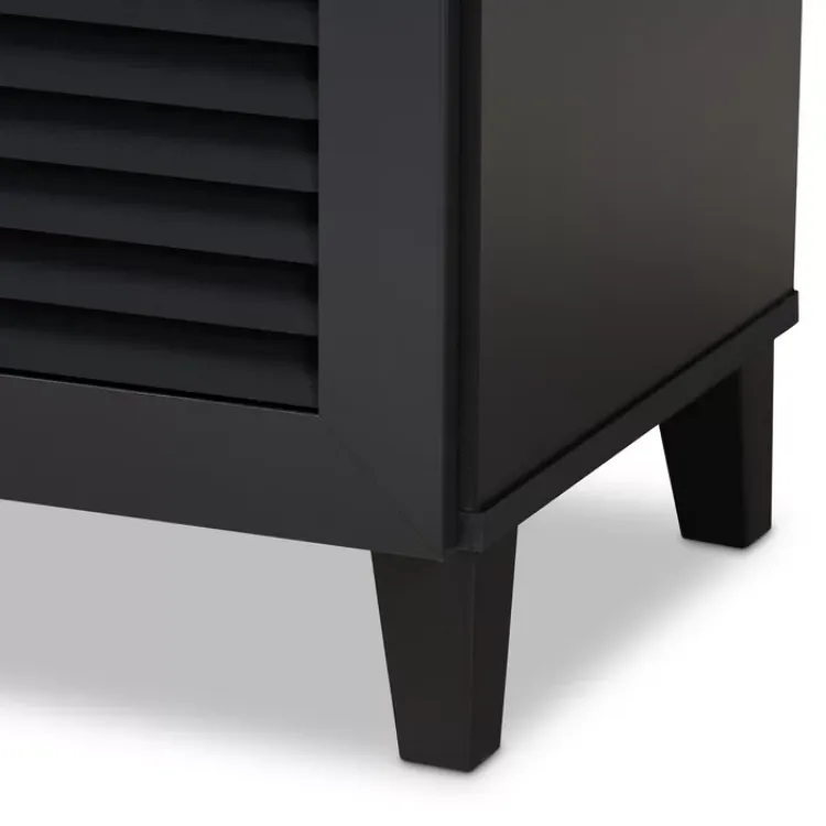 Dark Gray 12 Pairs Manufactured Wood Shoe Storage Cabinet