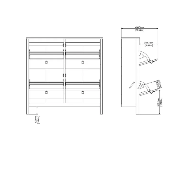 White Mchone 16 Pairs Manufactured Wood Shoe Storage Cabinet
