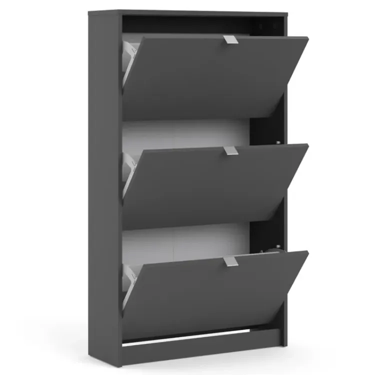 Dark Gray 18 Pairs Manufactured Wood Shoe Storage Cabinet