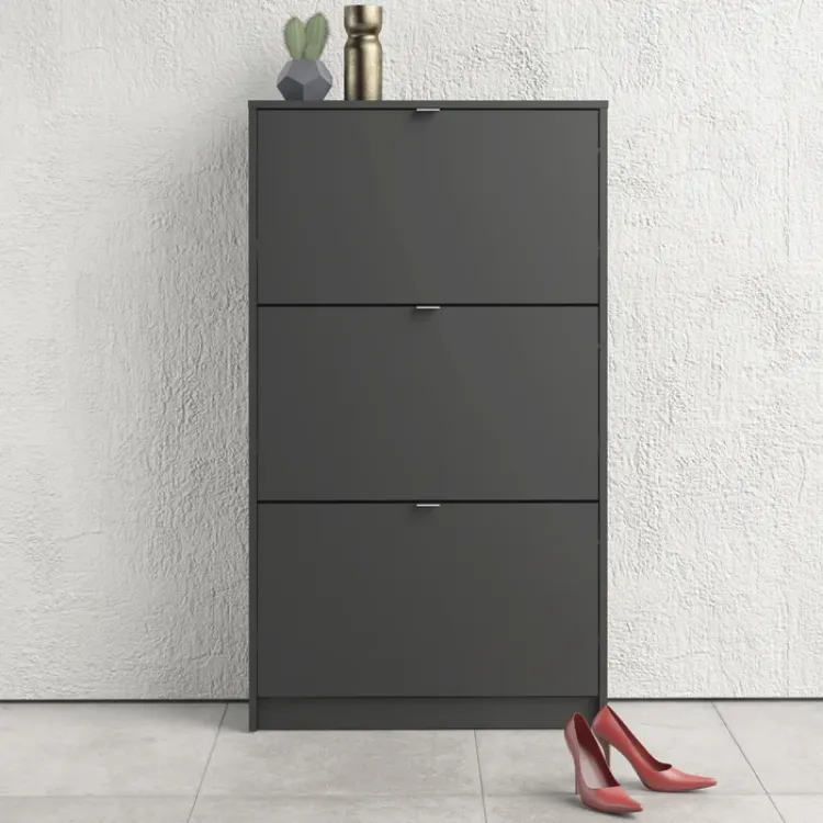 Dark Gray 18 Pairs Manufactured Wood Shoe Storage Cabinet