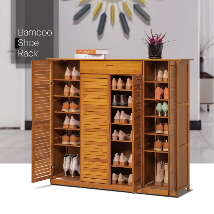 Picture of Orla Bamboo Shoe Rack with Mesh Doors