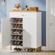 20 Pairs WhiteBrown Shoe Storage Cabinet