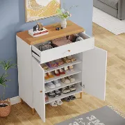 20 Pairs WhiteBrown Shoe Storage Cabinet