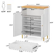 20 Pairs WhiteBrown Shoe Storage Cabinet