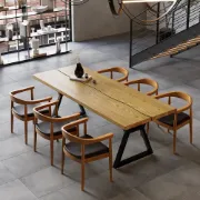 Picture of Separ Dining Table with Wood Top & Metal Frame