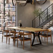 Picture of Separ Dining Table with Wood Top & Metal Frame