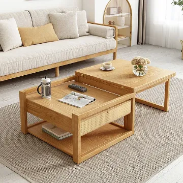Show details for Xanta Natural Wood Multifunctional coffee table Picture of Xanta Natural Wood Multifunctional coffee table