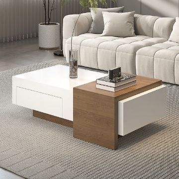Show details for Crova Natural Wood Coffee Table-Sliding Storga Picture of Crova Natural Wood Coffee Table-Sliding Storga