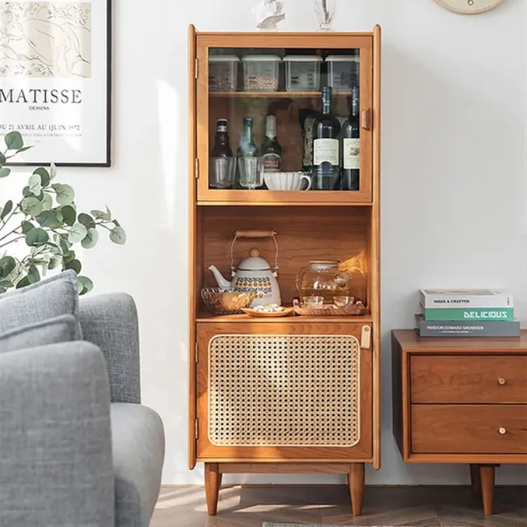 Picture of Lezaro Natural wood Storage cabinet with Rattan 