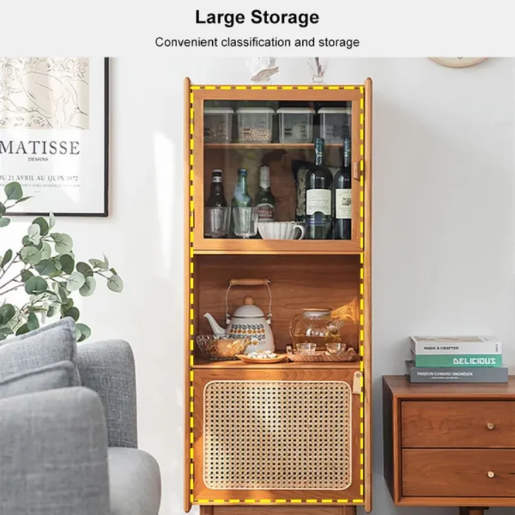 Picture of Lezaro Natural wood Storage cabinet with Rattan 