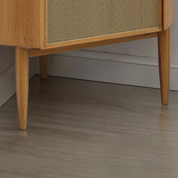 صورة Natural Corner Cabinet 2-Door Bar Cabinet with Hutch & Shelf Rattan Woven