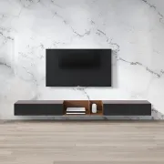 floating tv stand in black and walnut 