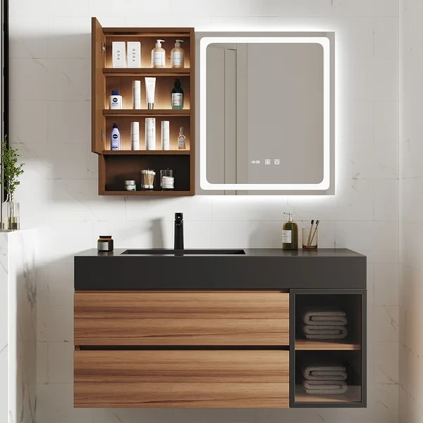 Picture of Julia lighted bathroom mirror with moving back storage