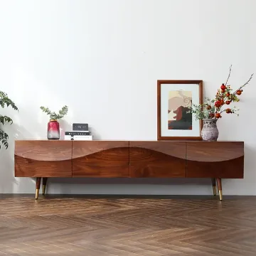 Show details for Auric Classic Natural Wood TV Stand – 4 Drawers & Open Shelves Picture of Auric Classic Natural Wood TV Stand – 4 Drawers & Open Shelves