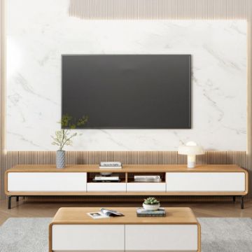 Show details for Harmony Natural Wood TV Unit – Sleek & Low-Profile Design Picture of Harmony Natural Wood TV Unit – Sleek & Low-Profile Design