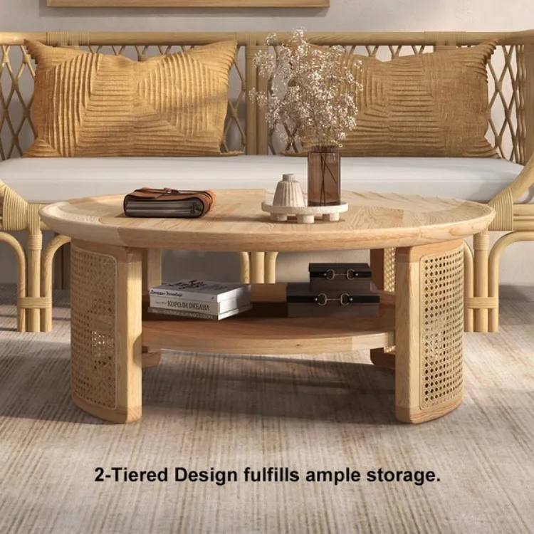 Picture of Krack Coffee table wood and rattan 