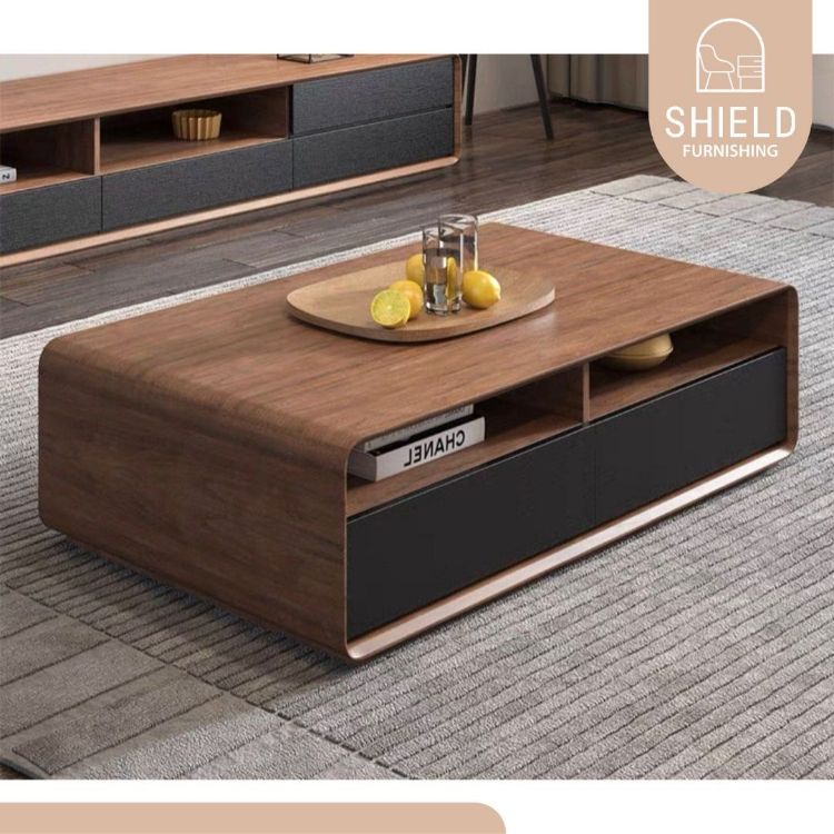 Picture of Helenville Modern Wood Coffee Table - 4 drawers 