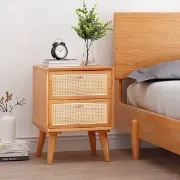 Picture of Katilo Nightstand Rattan and natural wood - 2 drawers 