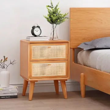Show details for Katilo Nightstand Rattan and natural wood - 2 drawers Picture of Katilo Nightstand Rattan and natural wood - 2 drawers