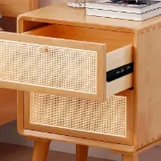 Picture of Katilo Nightstand Rattan and natural wood - 2 drawers 