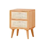 Picture of Katilo Nightstand Rattan and natural wood - 2 drawers 