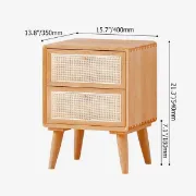 Picture of Katilo Nightstand Rattan and natural wood - 2 drawers 