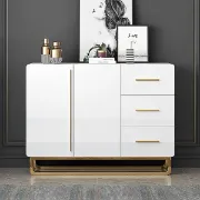 Picture of Crambella White Sideboard Natural wood with drawers and shelves 