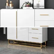 Picture of Crambella White Sideboard Natural wood with drawers and shelves 